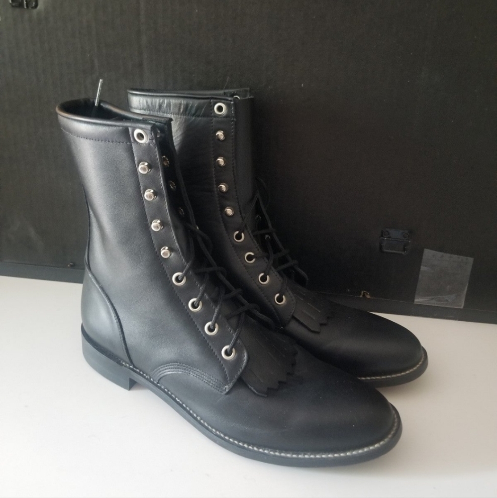 NWT Vintage Justin Roper Lace Up Boots Size 9 1/2 EE